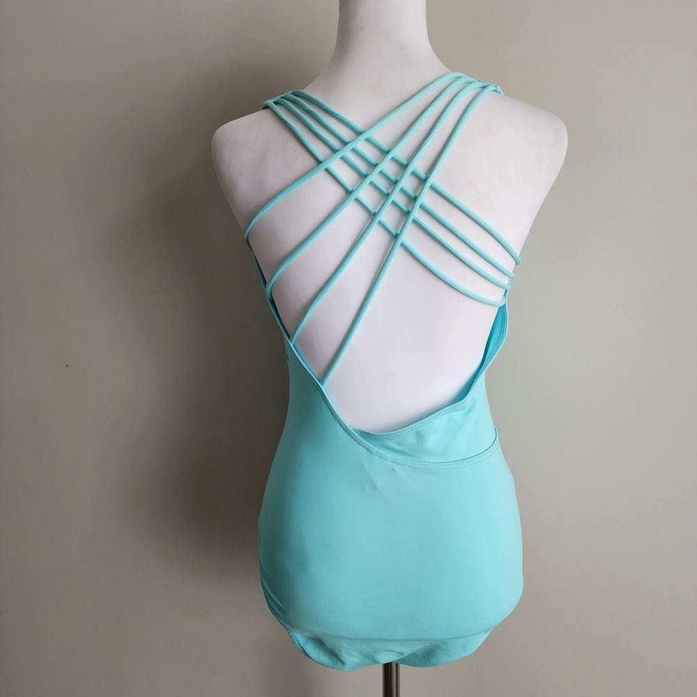 Mondor Leotard‎ Spaghetti Back Womens Large Ballet Gymnastics Dance Turquoise